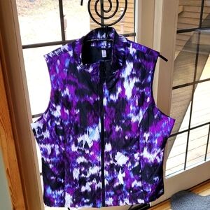 Exertek Purple and Black Patterned Camo Lined Full Zip Sz. L Vest